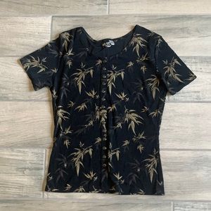 Es se petite faux button front blouse